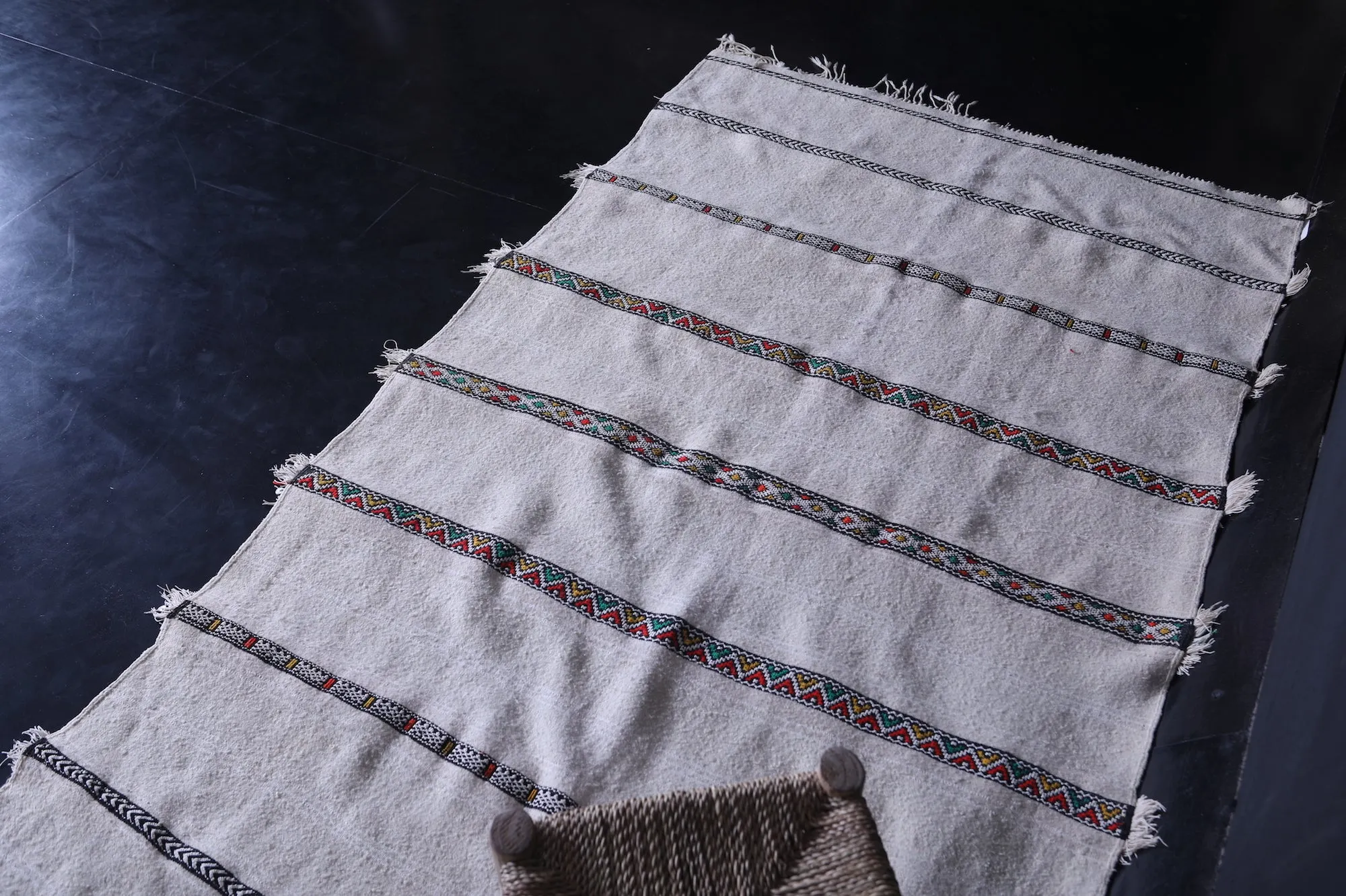 Moroccan Wool Rug - Handwoven 3.7ft x 7ft | Authentic Berber Design