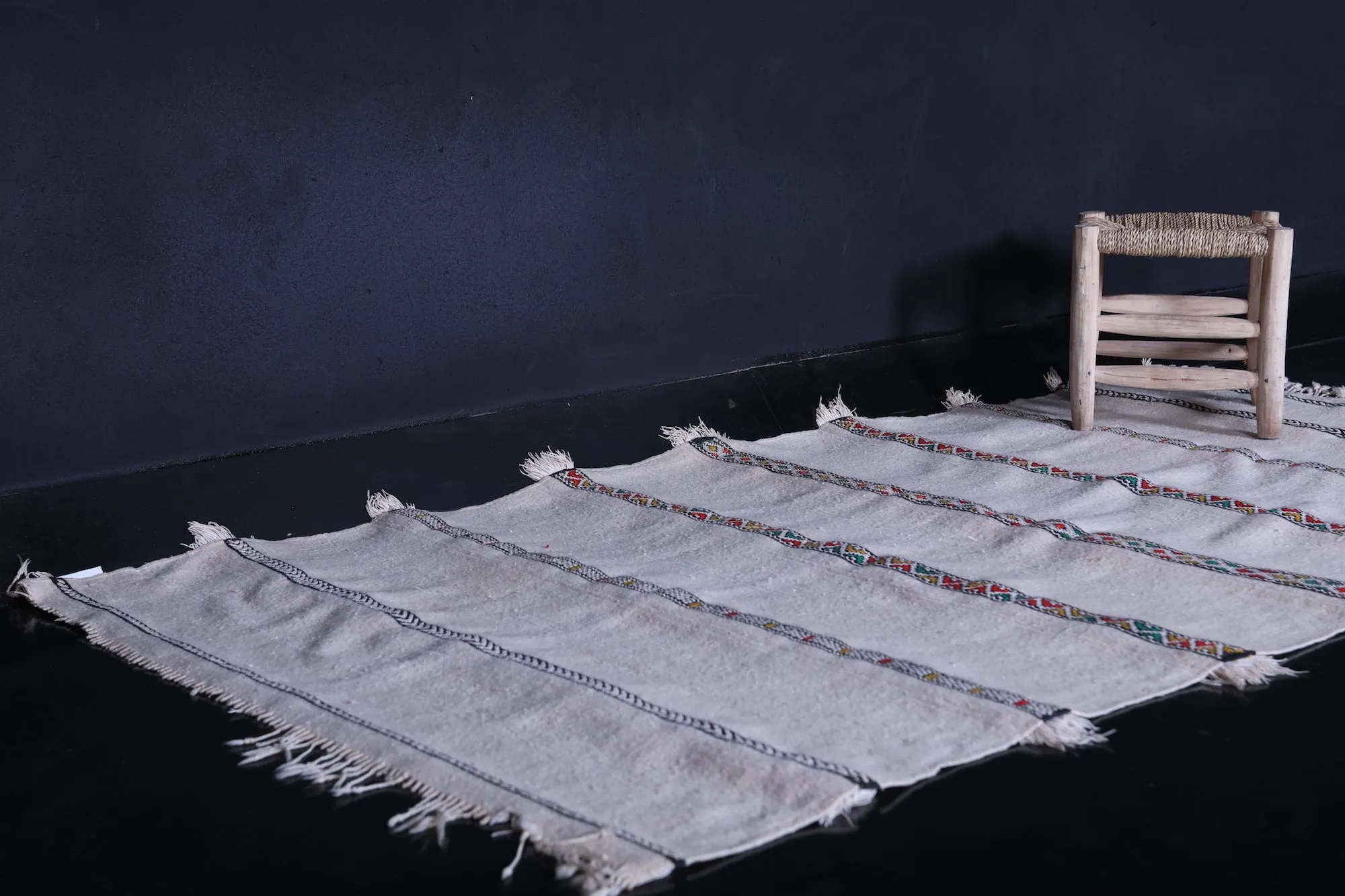 Moroccan Wool Rug - Handwoven 3.7ft x 7ft | Authentic Berber Design