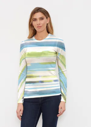 Multi Stripe Blue (7843) ~ Butterknit Long Sleeve Crew Top