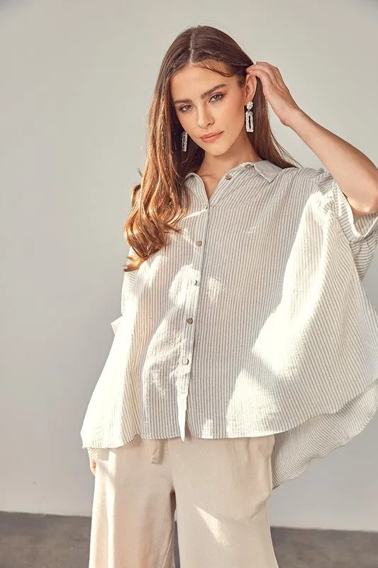 Mustard Seed Junior Striped Button Up Shirt
