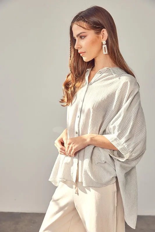 Mustard Seed Junior Striped Button Up Shirt