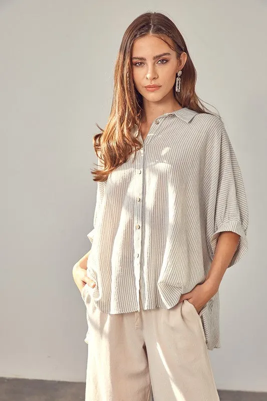 Mustard Seed Junior Striped Button Up Shirt