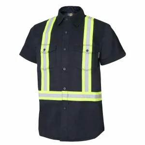 Navy Short Sleeve Hi Vis, Button Up Work Shirt by Jackfield - Style 70-211R