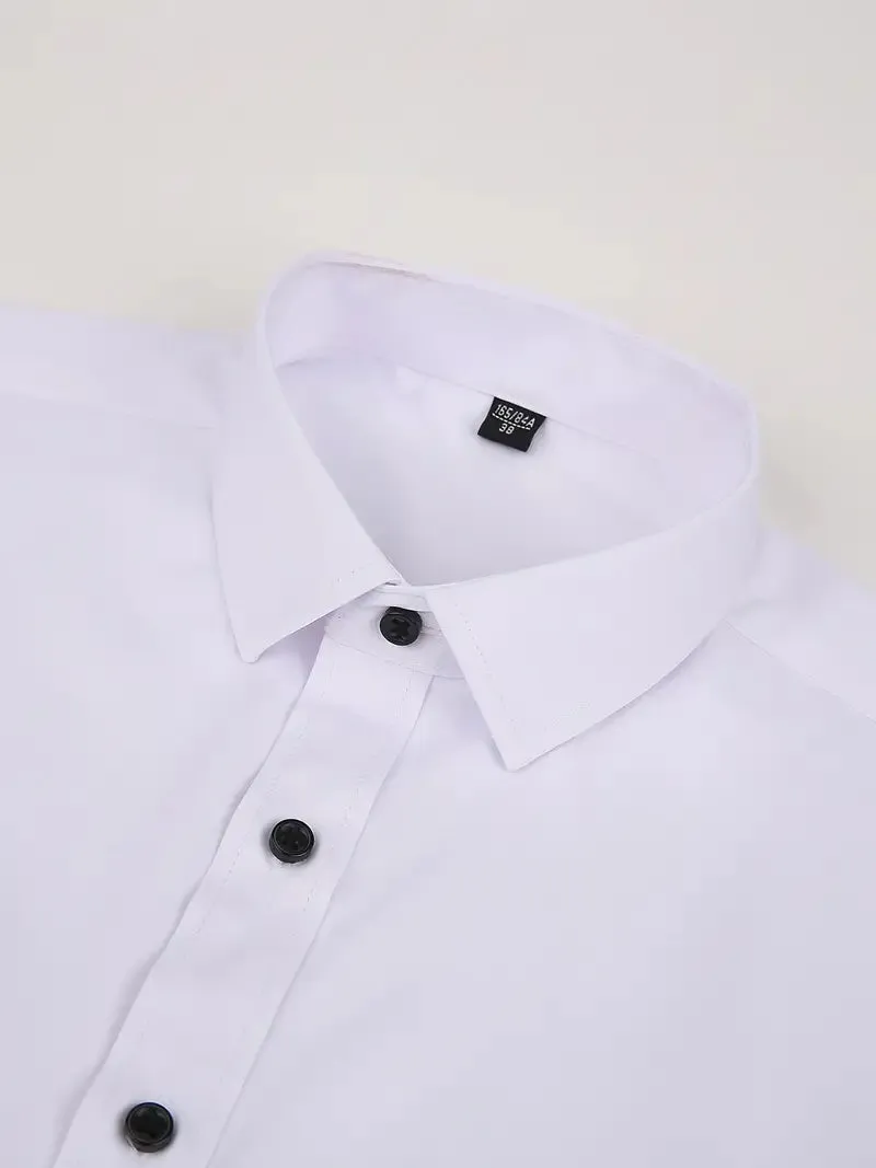 NEW Men's Formal Solid Long Sleeve Slim Fit Button Up Shirt For Business Occasions, Spring Fall Men's Shirt, White, Sz M, Retails $95