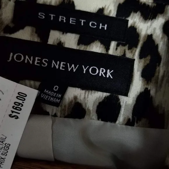 NEW NWT Jones New York Animal Print Single Button Stretch Blazer Jacket …