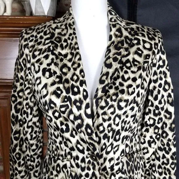 NEW NWT Jones New York Animal Print Single Button Stretch Blazer Jacket …