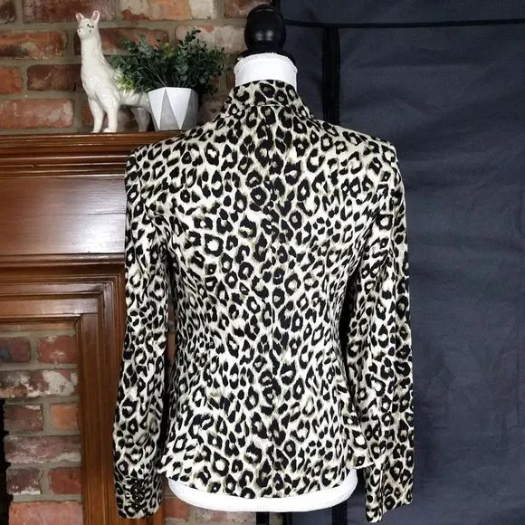 NEW NWT Jones New York Animal Print Single Button Stretch Blazer Jacket …
