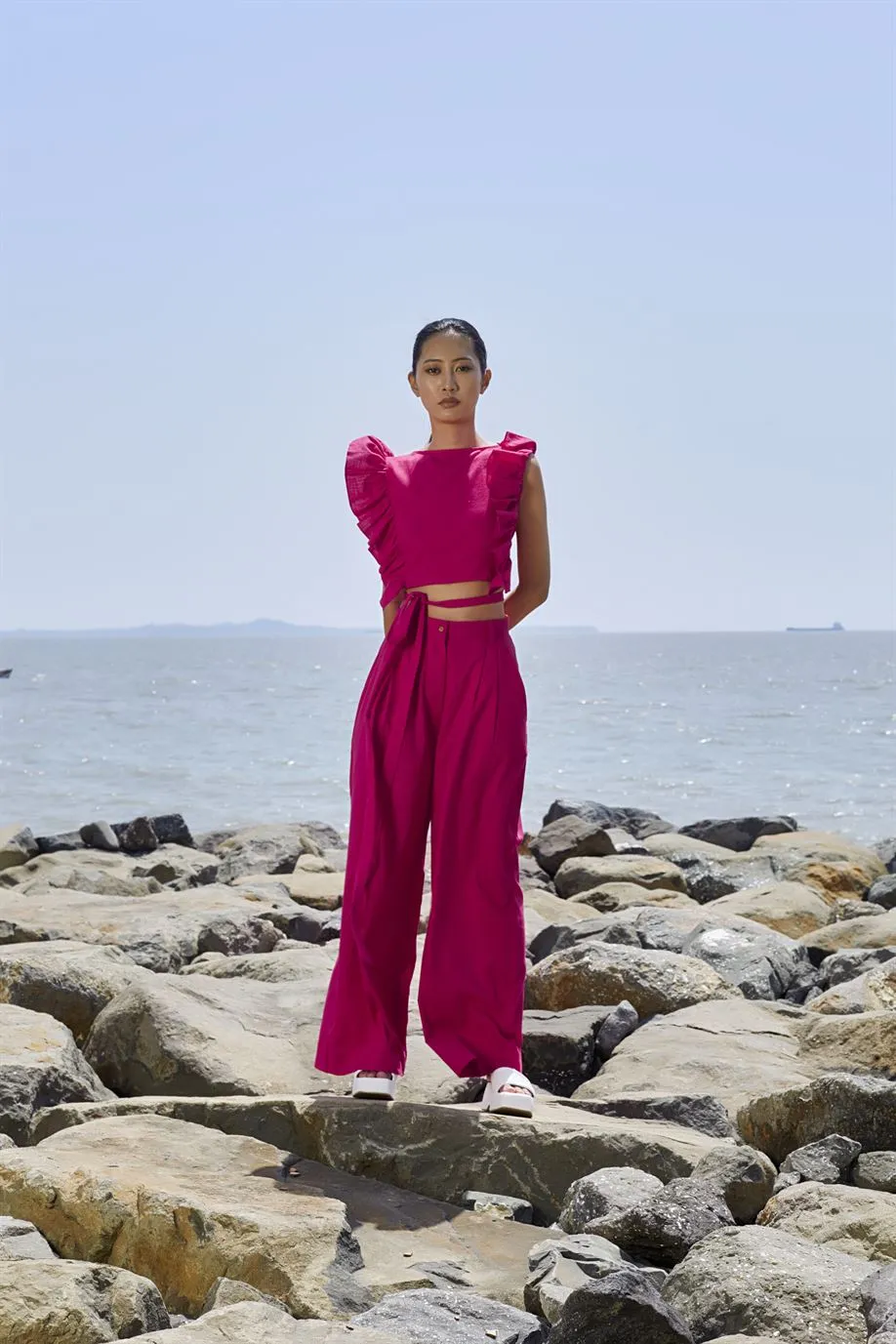 New Season Summer/Fall 24-Pants HighWaisted Cotton Pink-MT H-Waist Trouser-KA Pink-Fashion Edit Mati