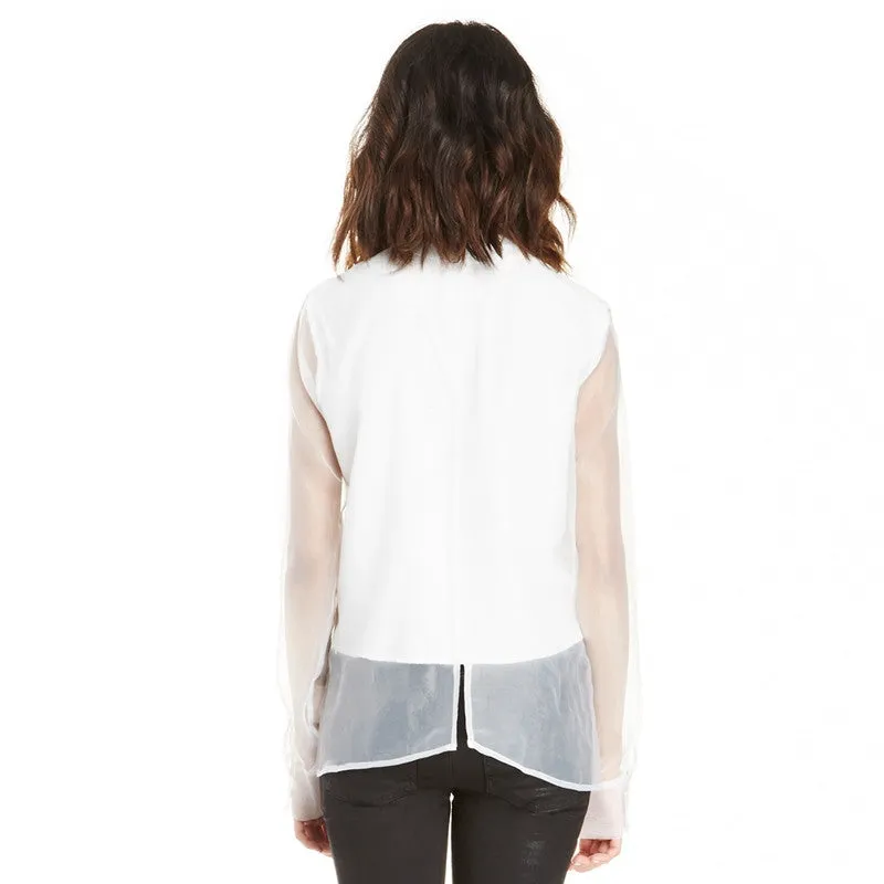 Nora White Sheer Button Up