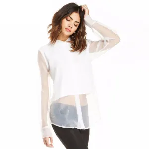 Nora White Sheer Button Up