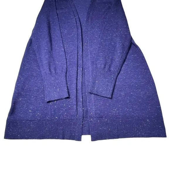 NWT CHICO'S Angelina Cardigan Cashmere Blend Purple Silver Sparkles Size 1--8/10