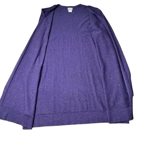NWT CHICO'S Angelina Cardigan Cashmere Blend Purple Silver Sparkles Size 1--8/10