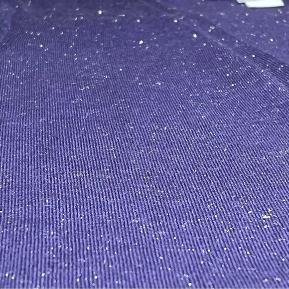 NWT CHICO'S Angelina Cardigan Cashmere Blend Purple Silver Sparkles Size 1--8/10