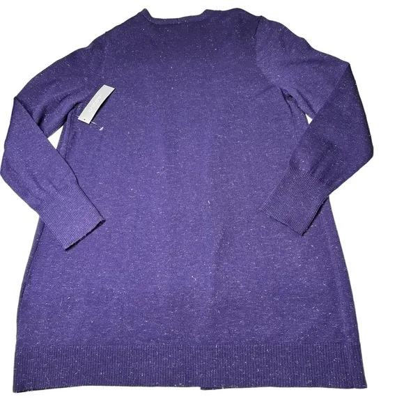 NWT CHICO'S Angelina Cardigan Cashmere Blend Purple Silver Sparkles Size 1--8/10
