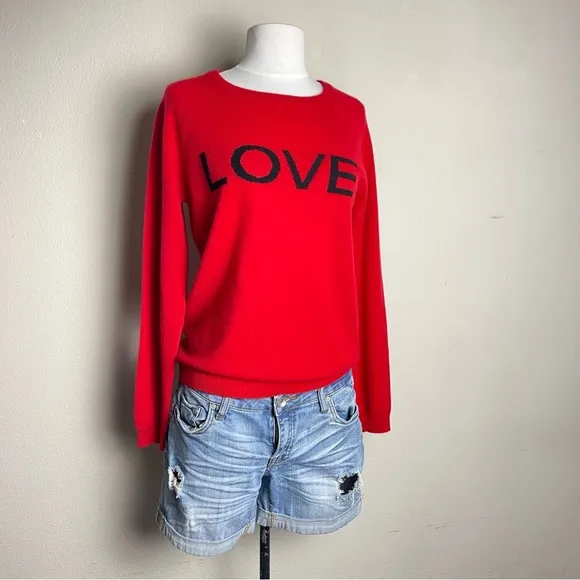 NWT PHILOSOPHY Cashmere ‘Love’ Sweater | Strawberry Red | Long Sleeve | Size M
