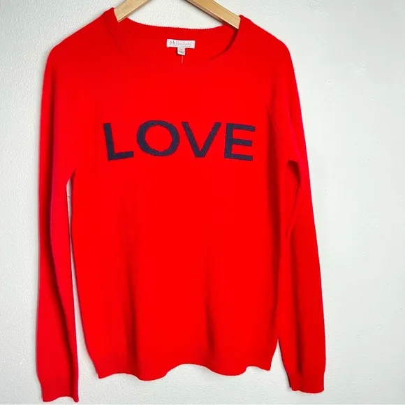 NWT PHILOSOPHY Cashmere ‘Love’ Sweater | Strawberry Red | Long Sleeve | Size M