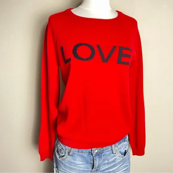 NWT PHILOSOPHY Cashmere ‘Love’ Sweater | Strawberry Red | Long Sleeve | Size M