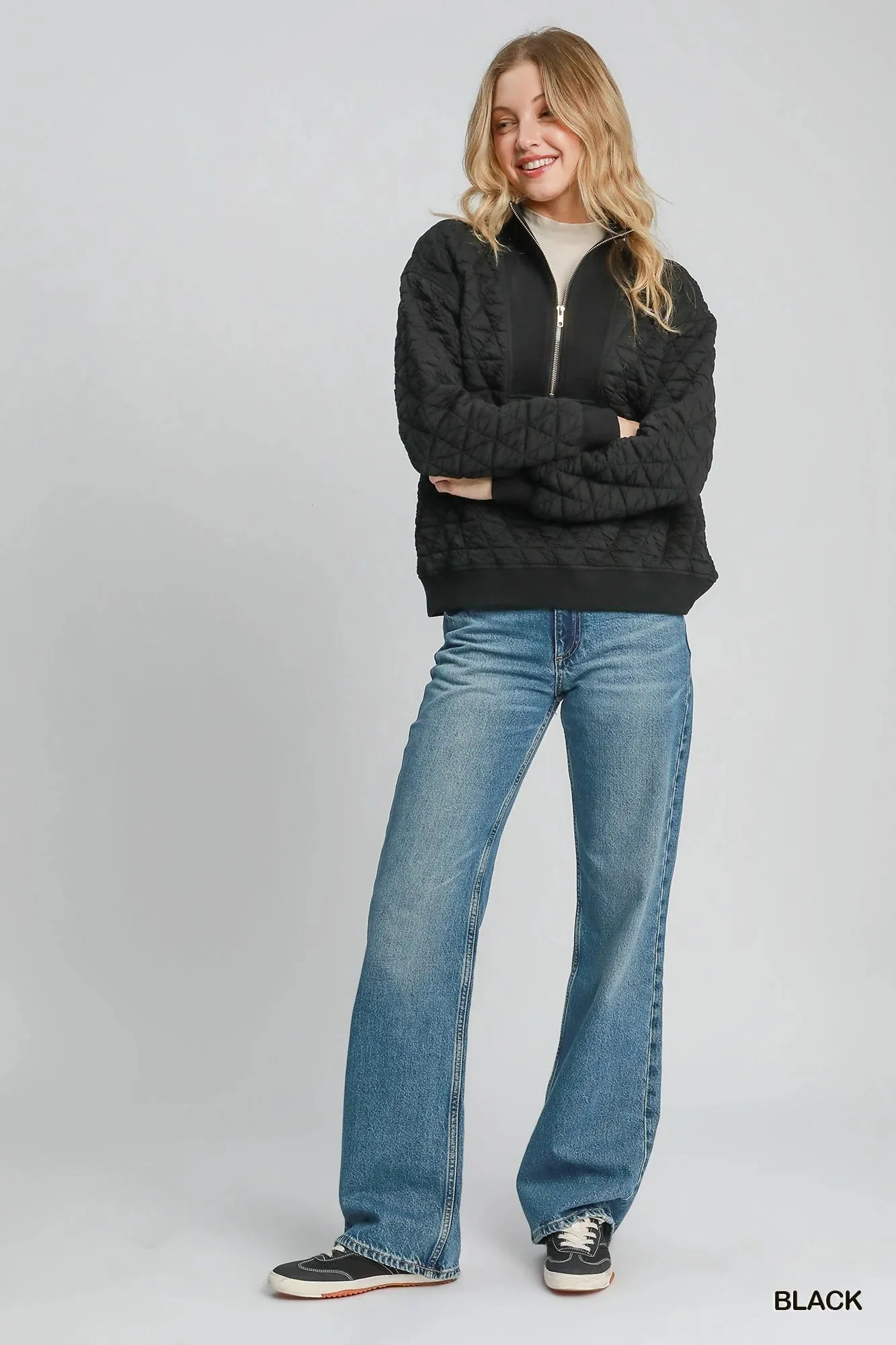 Nyomi  Quilted Half Zip Top
