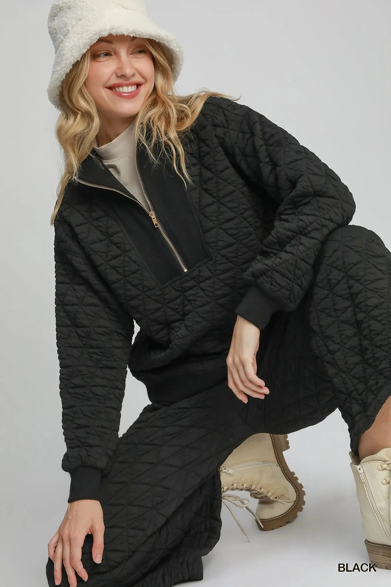 Nyomi  Quilted Half Zip Top