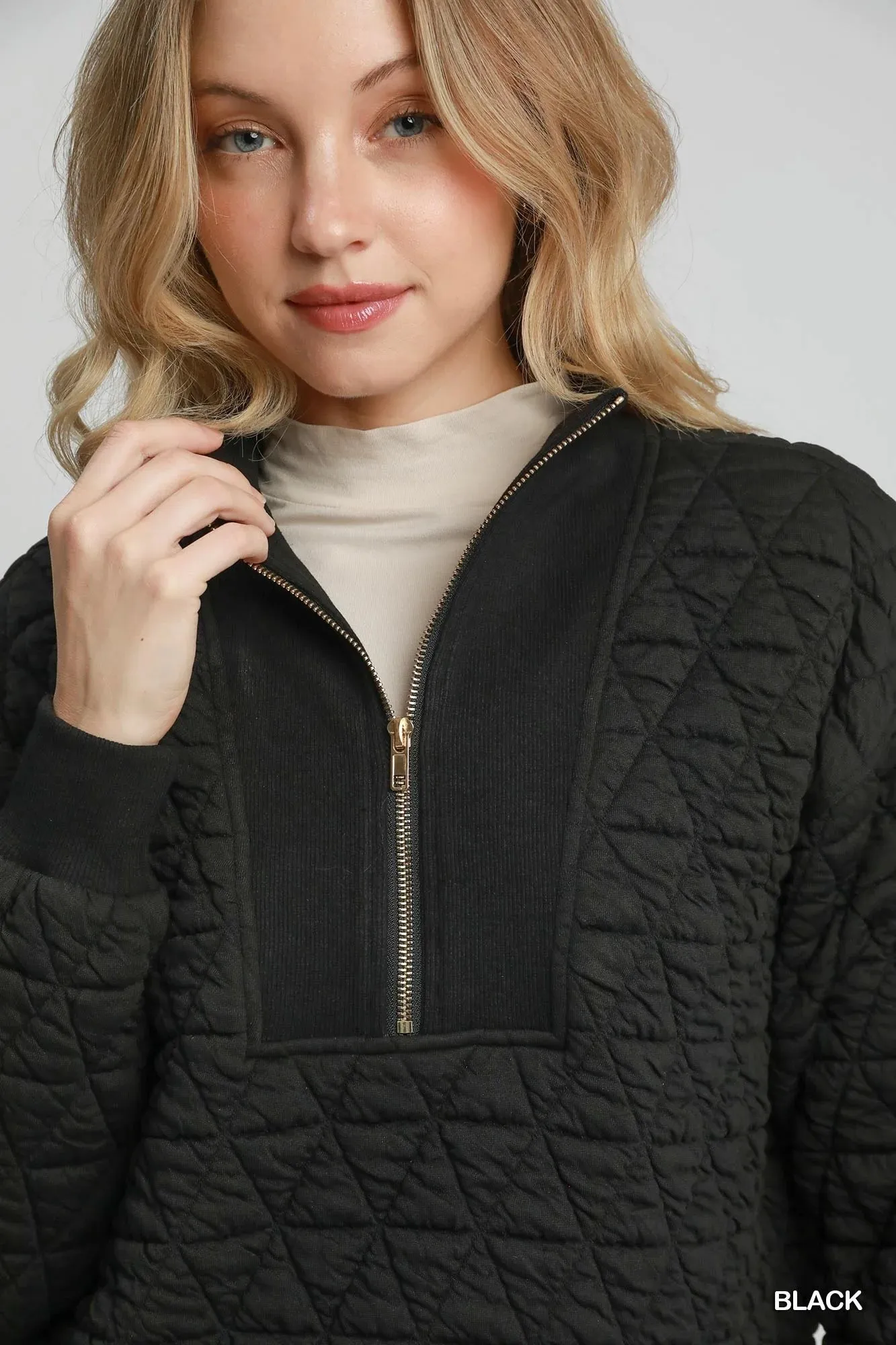 Nyomi  Quilted Half Zip Top