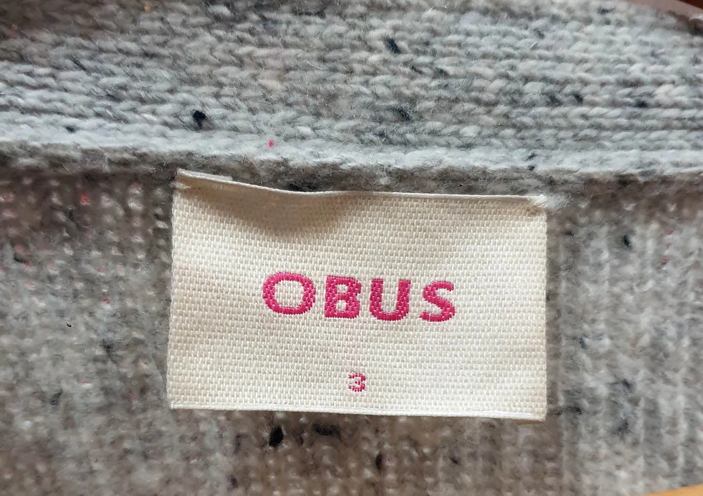 Obus grey wool blend top size 3, best fits 12-14