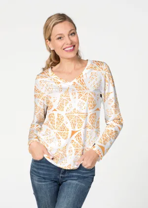 Orange Citrus (7862) ~ French Terry V-neck Top
