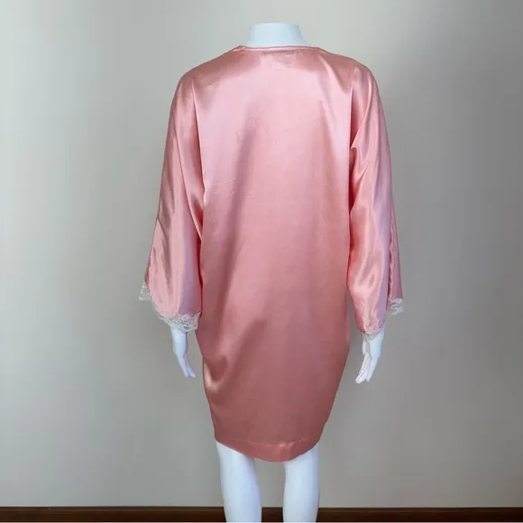 Oscar De La Renta Mini Robe Pink White Lace 3/4 Sleeve 100% Polyester XS/S