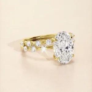Oval Moissanite Single Prong Bubble Band Engagement Ring