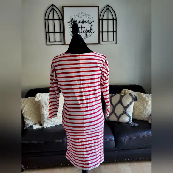 Patagonia Seatoller Midi Long Sleeve Striped Dress Women's Size S Classic