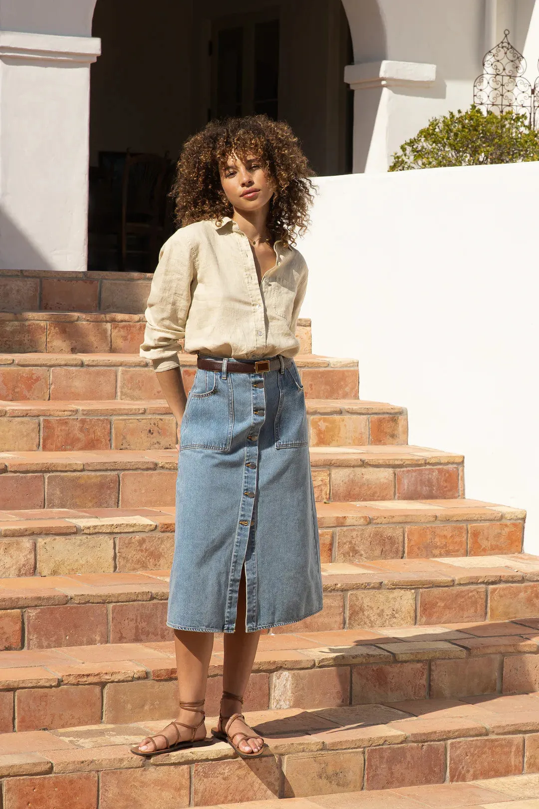 Penny Button Up Mdi Skirt