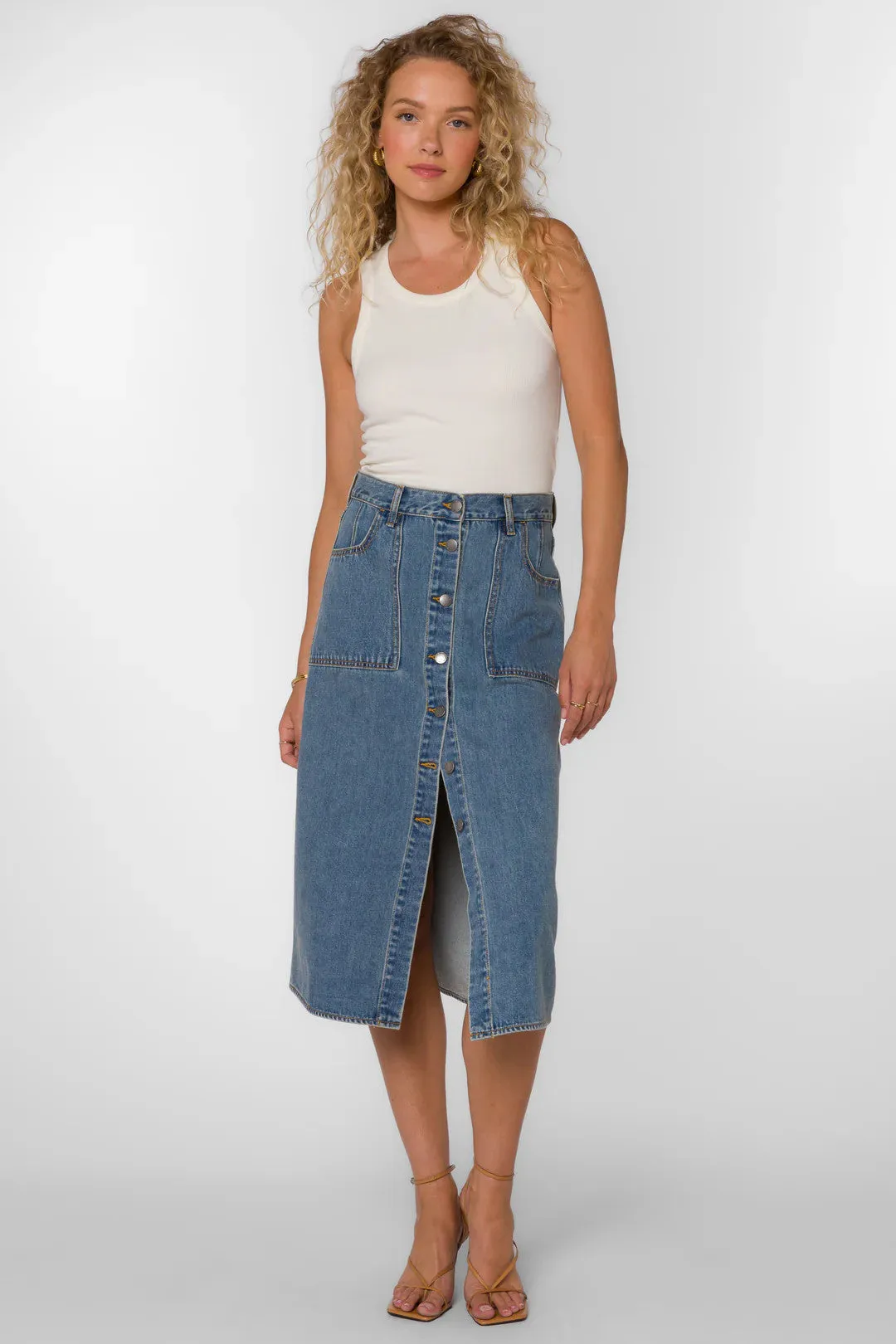 Penny Button Up Mdi Skirt