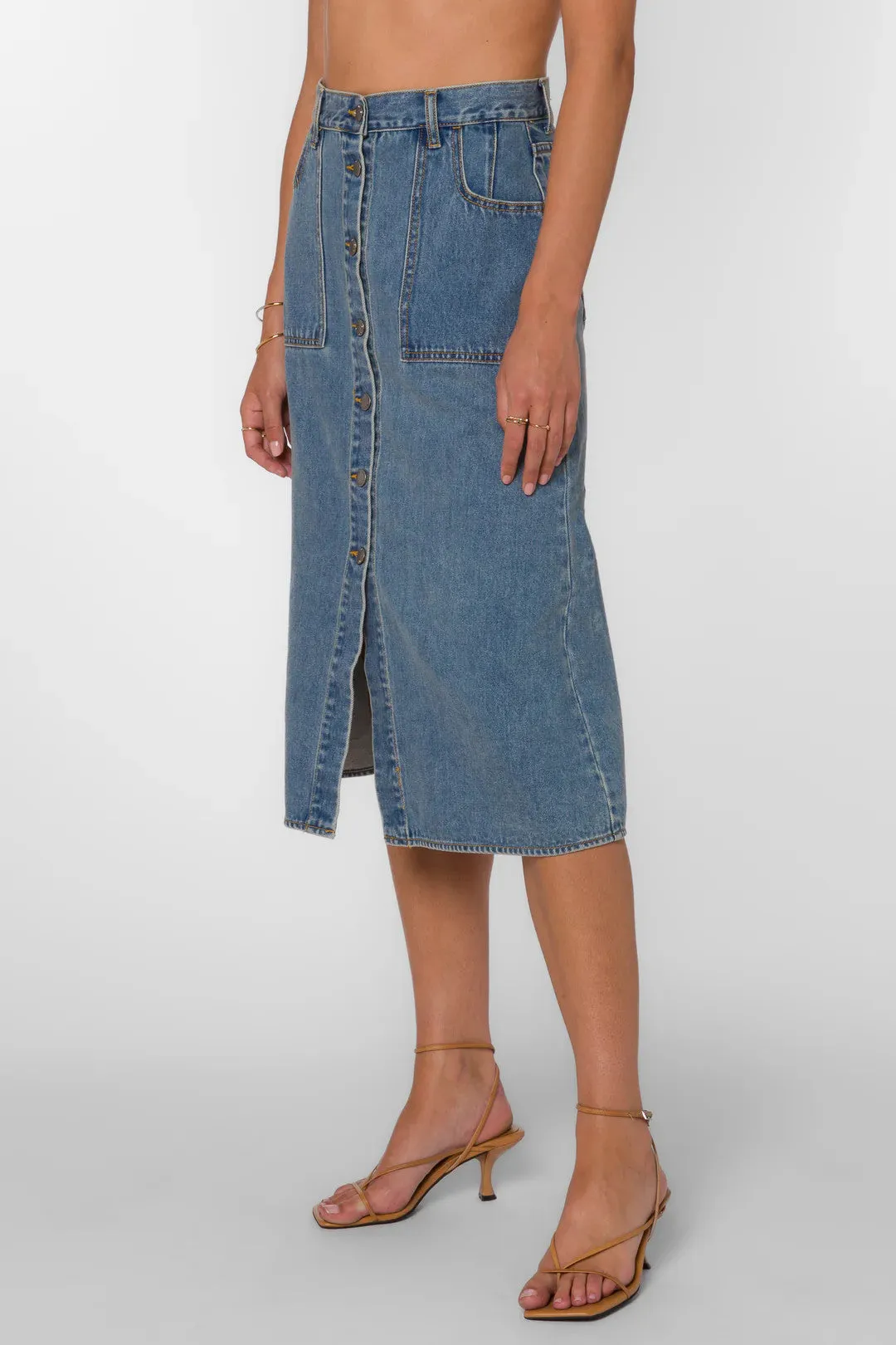 Penny Button Up Mdi Skirt