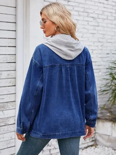 Penny Pocketed Button Up Detachable Hooded Denim Jacket