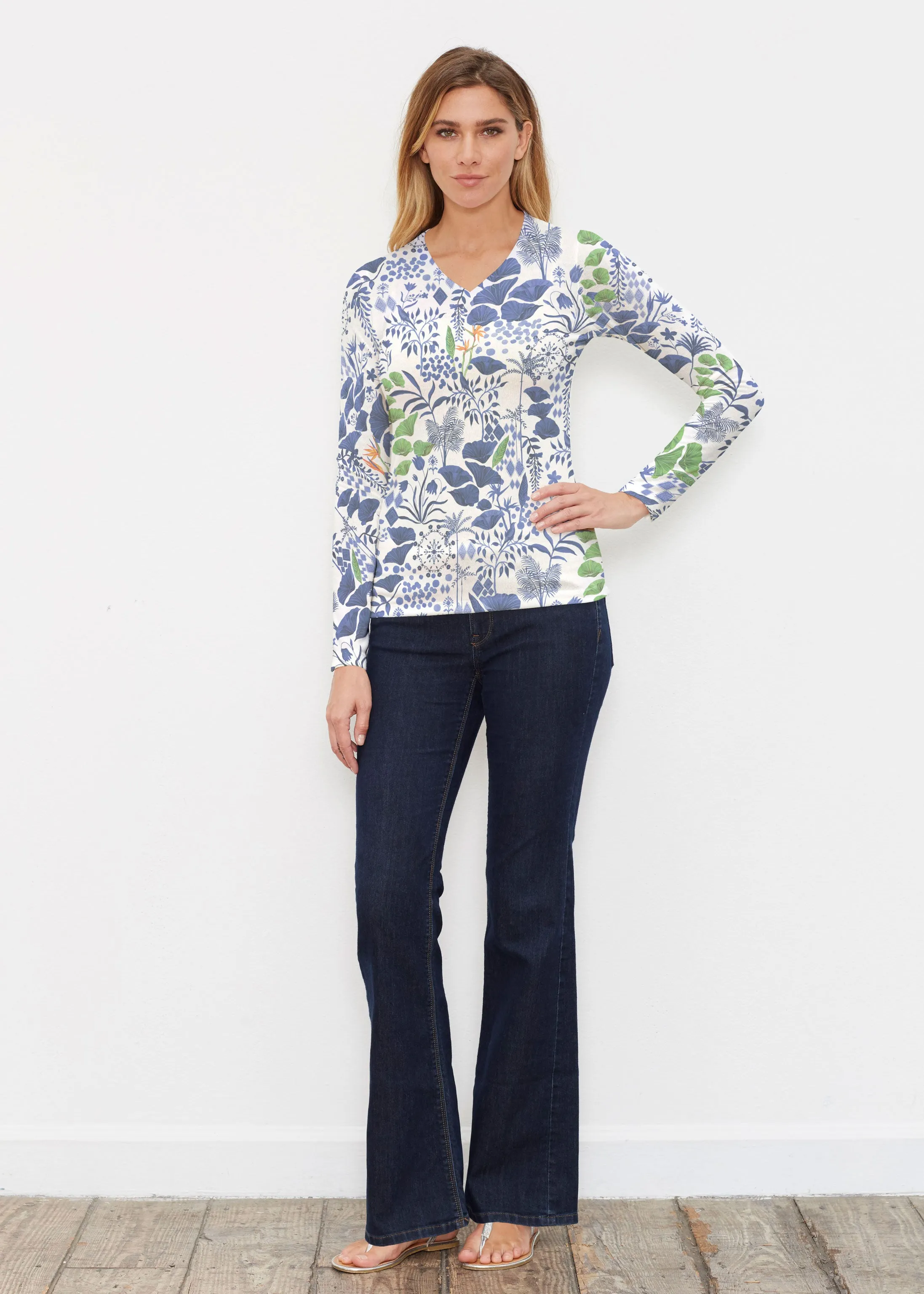 Petals (8141) ~ Butterknit Long Sleeve V-Neck Top
