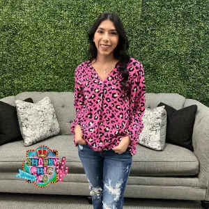 Pink Leopard Top - Long Sleeve