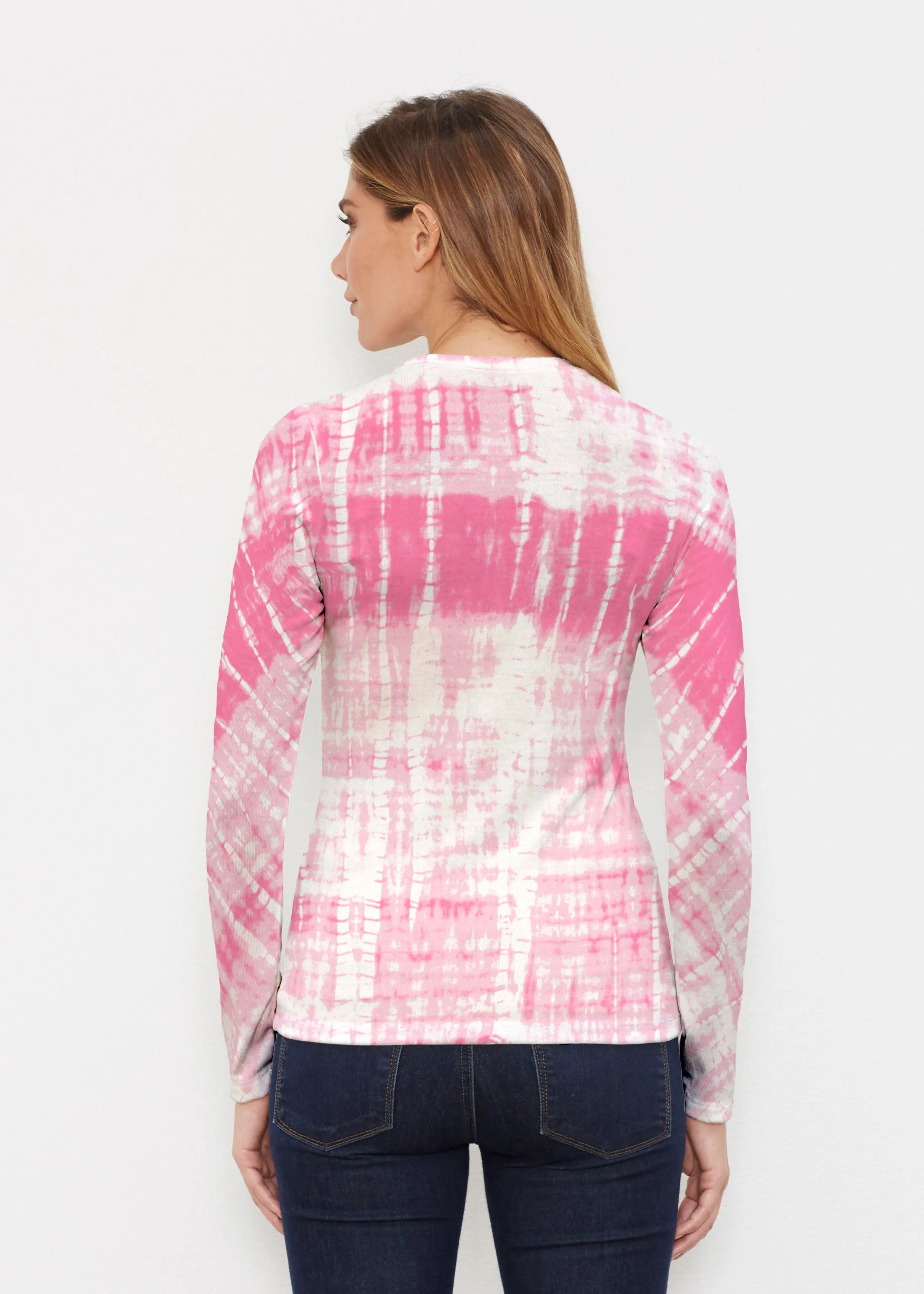 Pink Tie Dye (14254) ~ Butterknit Long Sleeve Crew Top