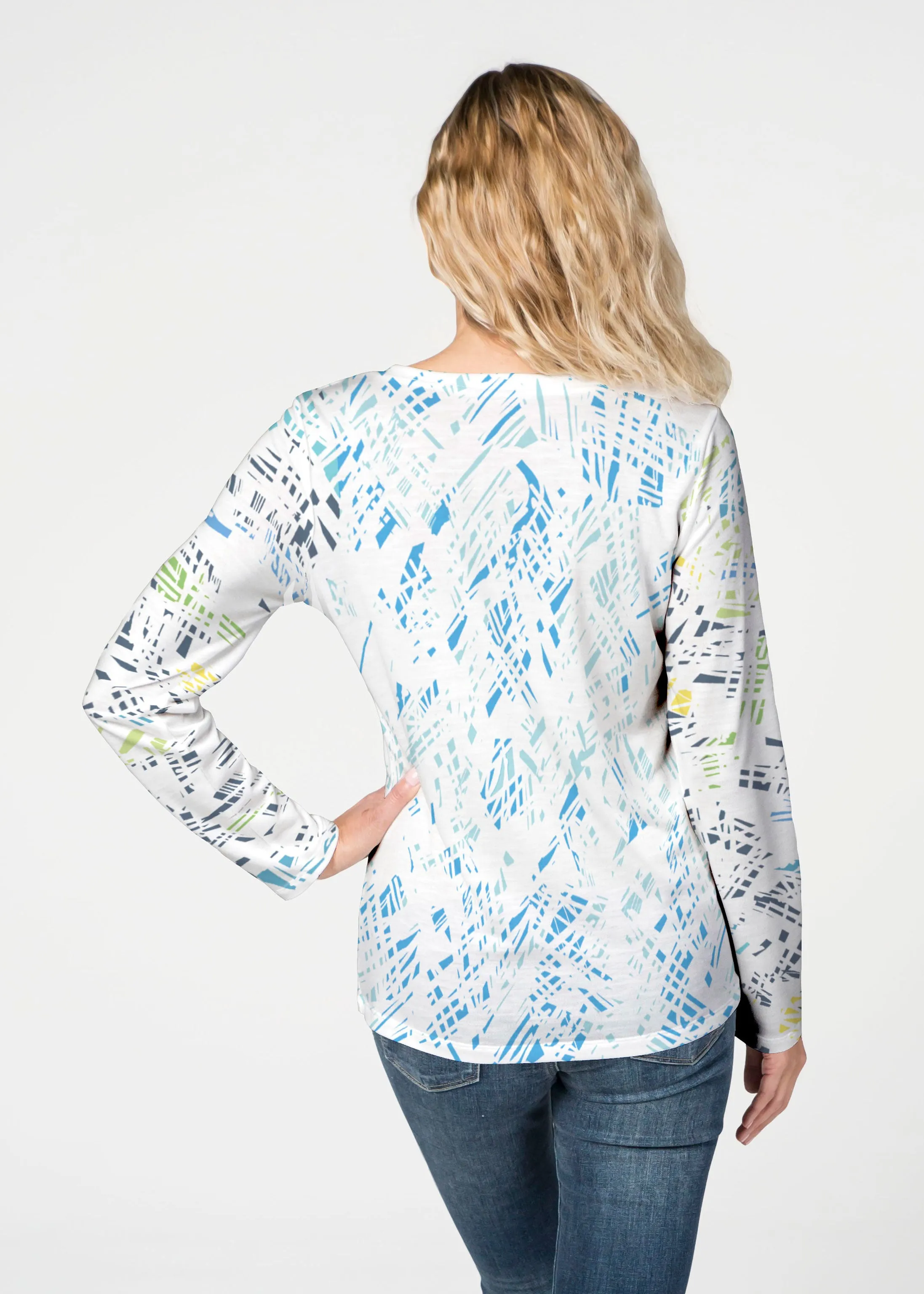 Pixie Blue (8077) ~ French Terry V-neck Top