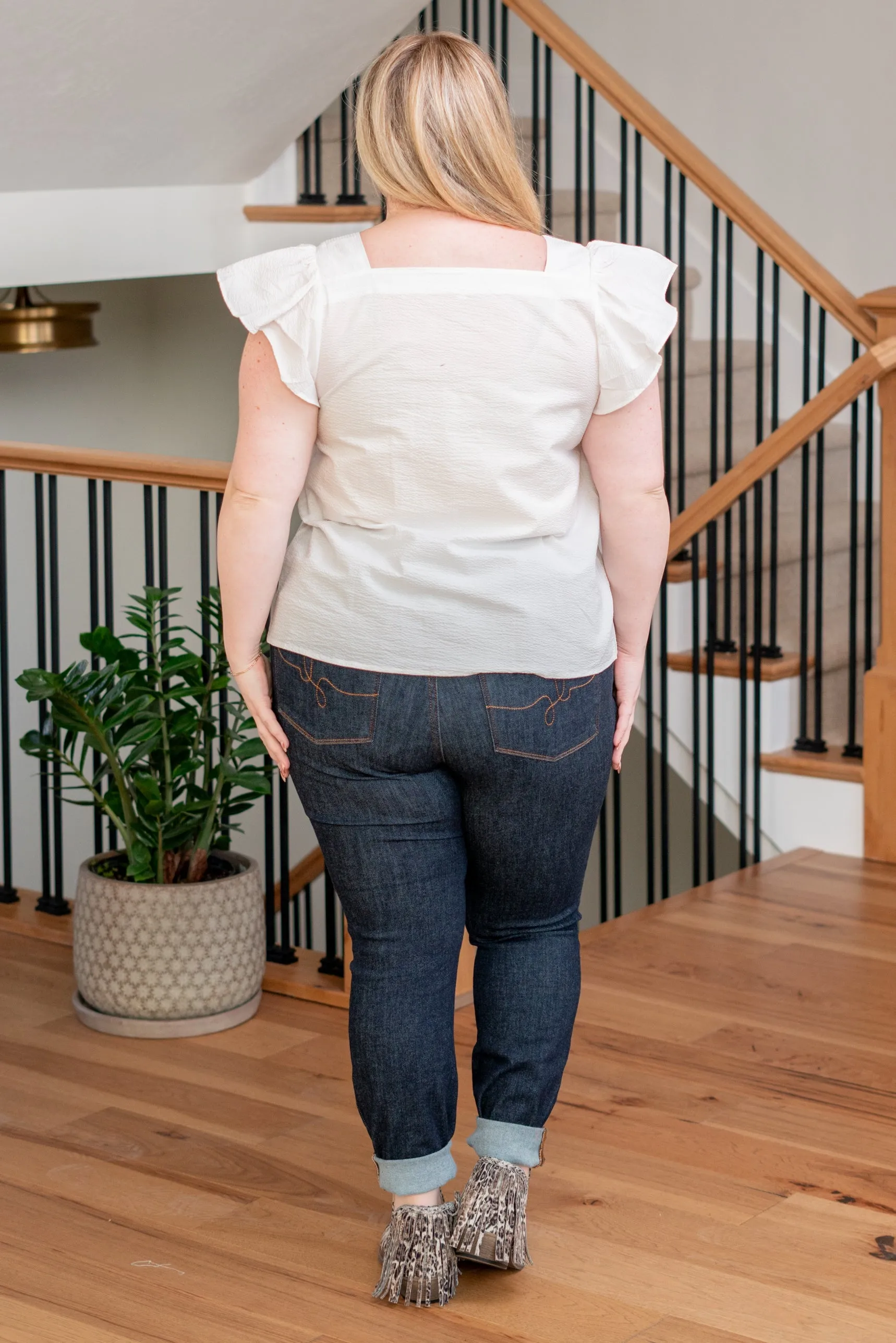 Plus Size Button Up Top - White