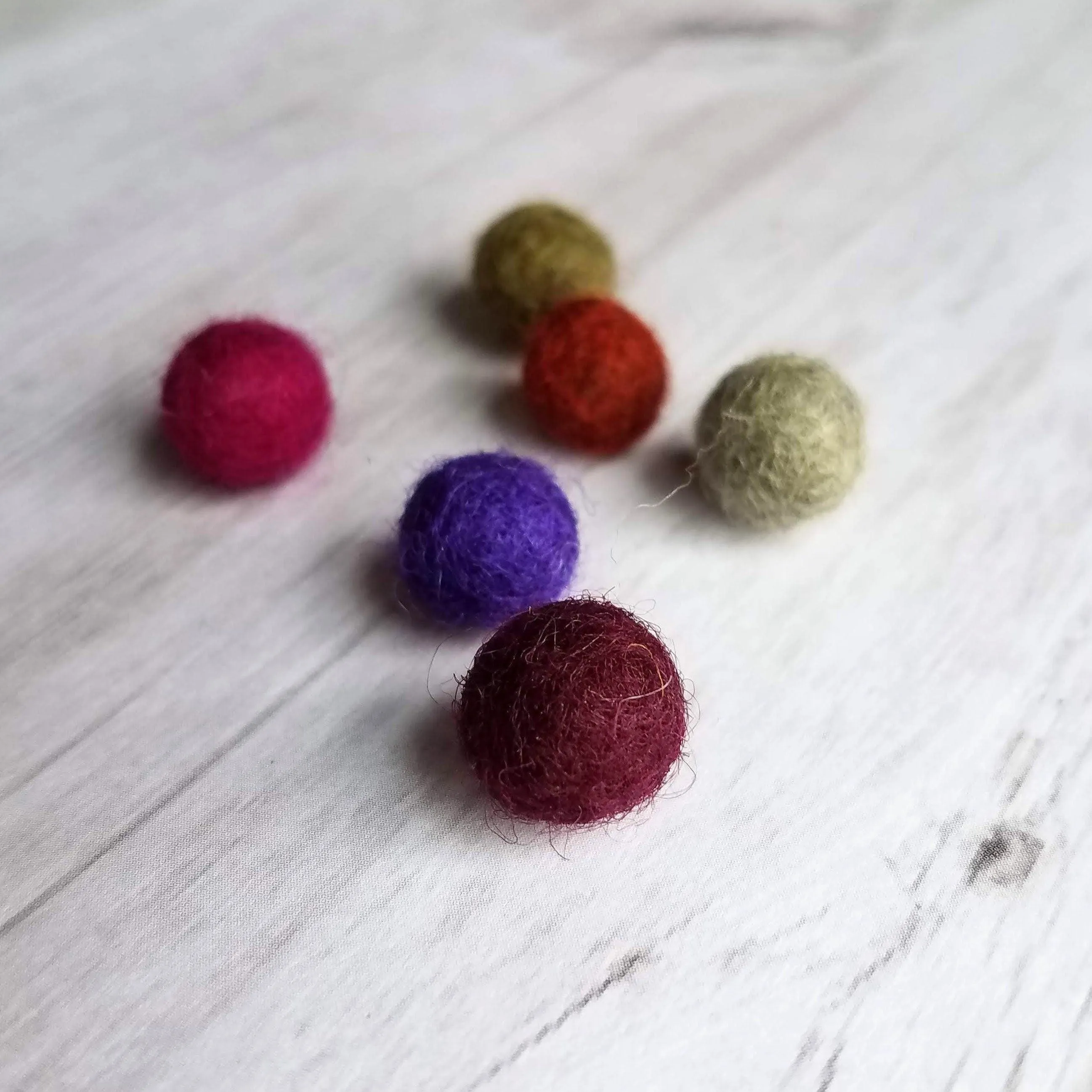 Pom Ball Earrings - fuchsia needle felt wool orb nestled in gold leaf cone top - 14K gold fill or plated hooks - other fall colors available