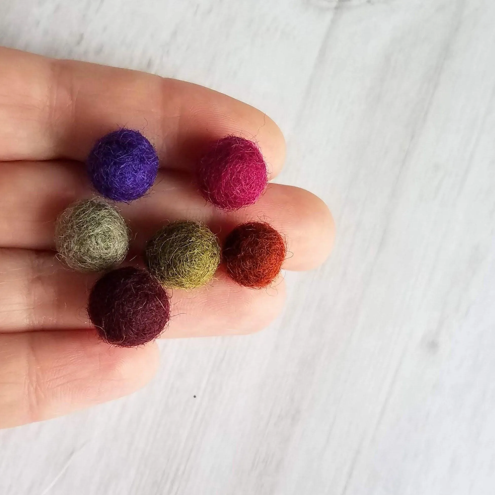 Pom Ball Earrings - fuchsia needle felt wool orb nestled in gold leaf cone top - 14K gold fill or plated hooks - other fall colors available