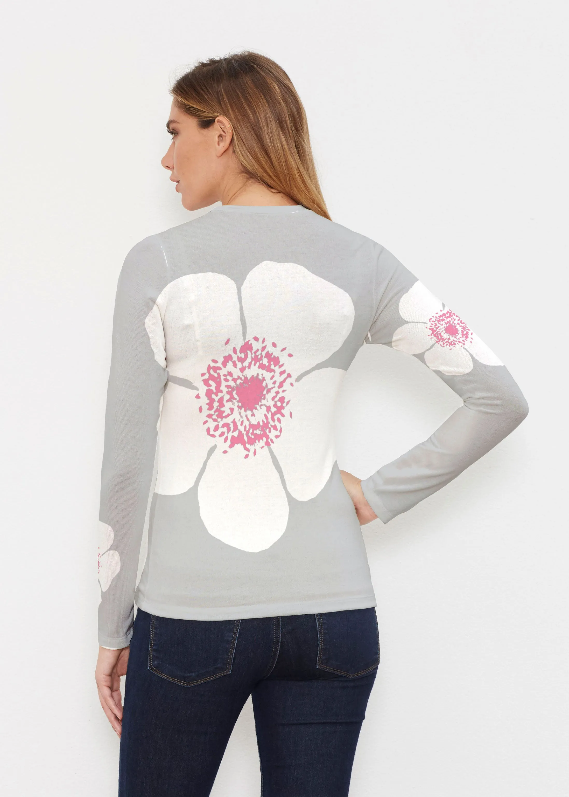 Poppy Grey (7016) ~ Butterknit Long Sleeve V-Neck Top