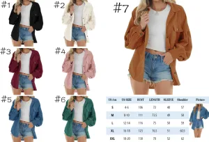 PREORDER Corded Button Up Balloon Sleeve Shacket