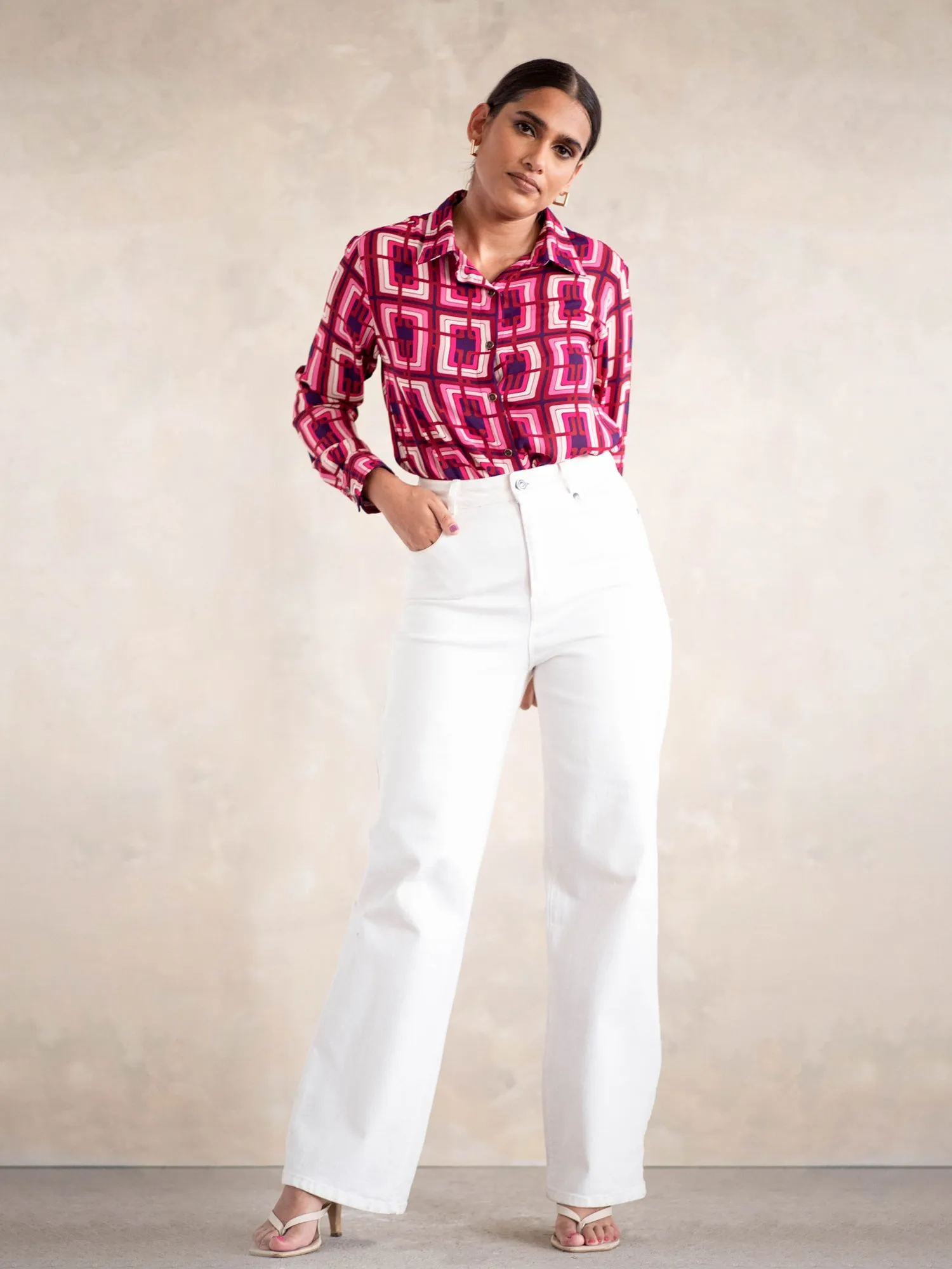 Printed Long Sleeve Button Down Shirt