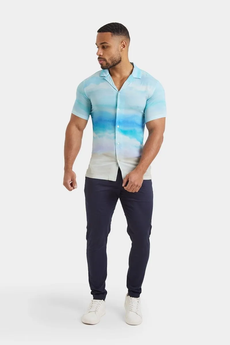 Printed Shirt in Light Blue Landscape
