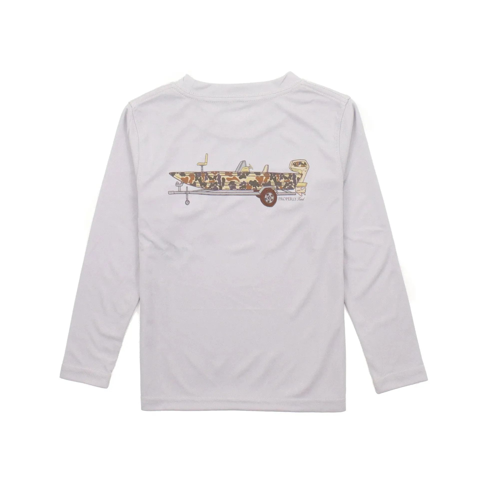 Properly Tied Camo Boat Long Sleeve Performance Tee - Ice