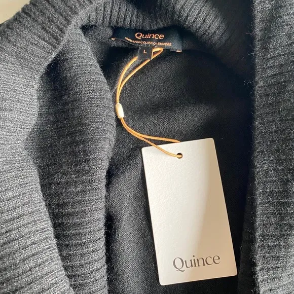 Quince Cashmere Open Cardigan Sweater Draped Lightweight Black Size L NWT