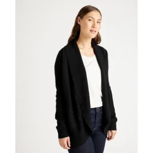 Quince Cashmere Open Cardigan Sweater Draped Lightweight Black Size L NWT