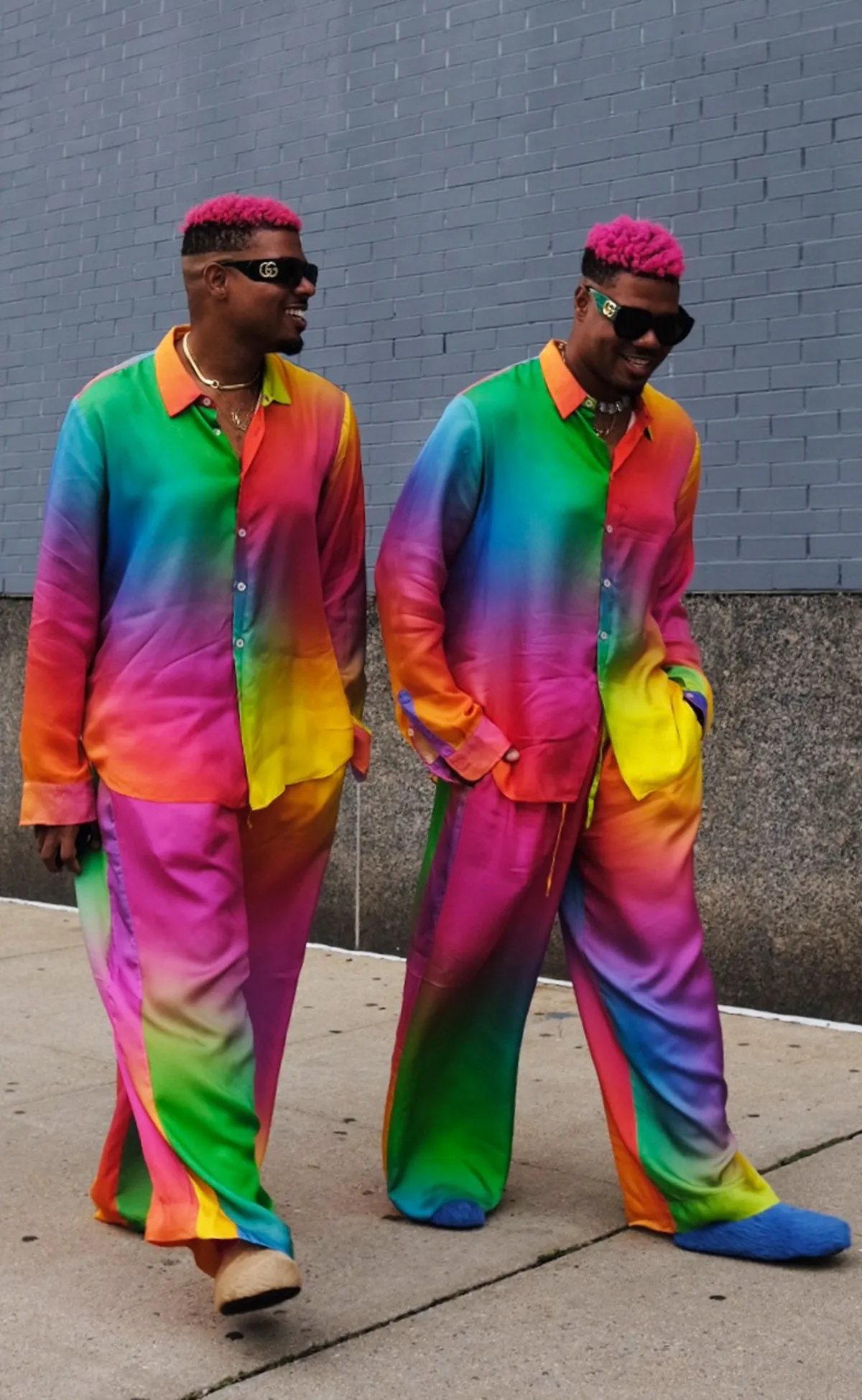 Rainbow Gradient Button-Up in Cupro