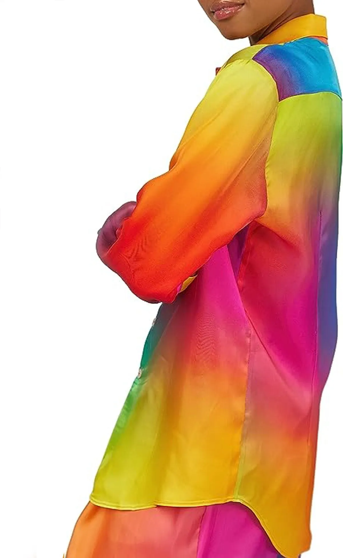 Rainbow Gradient Button-Up in Cupro