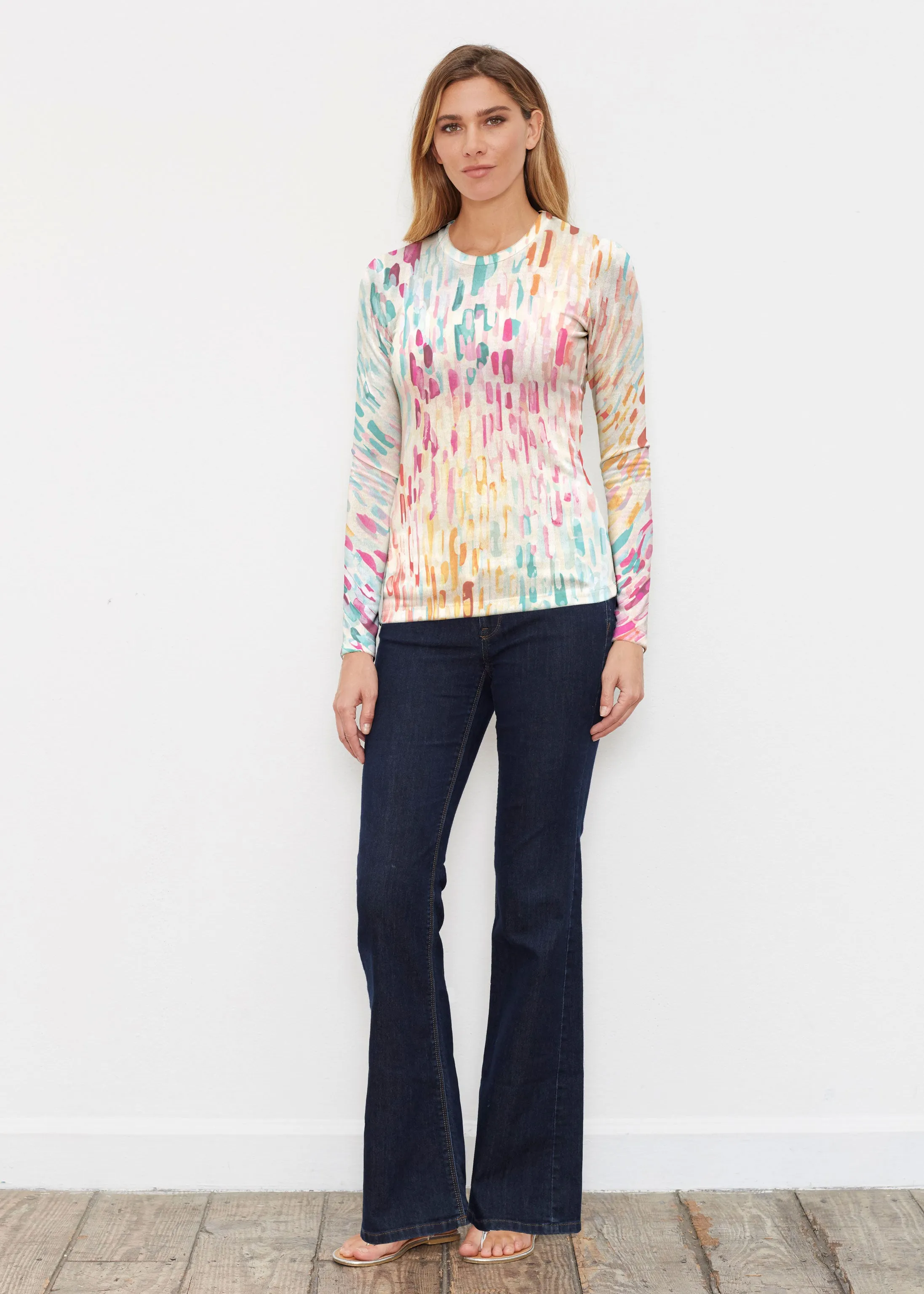 Rainbow Rain (16227) ~ Butterknit Long Sleeve Crew Top